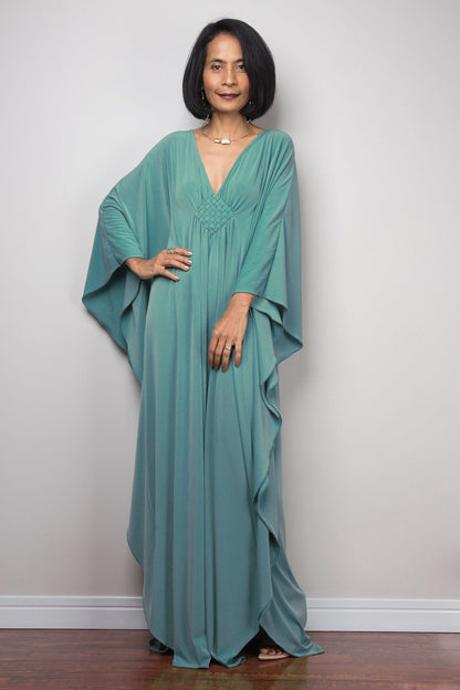 V-Neck Batwing Sleeve Plus Size Beach Caftan