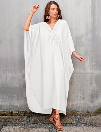 V-Neck Batwing Sleeve Plus Size Beach Caftan