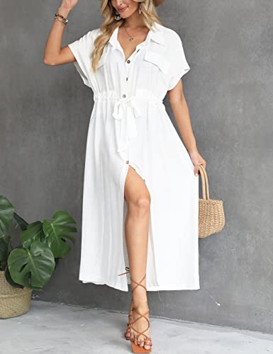 Casual Button-Down Beach Kimono for Women: Drawstring Waist