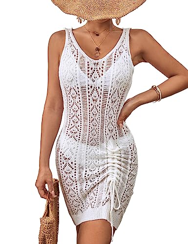 Sleeveless Crochet Swimwear Cover Up - Sexy Knit Dress