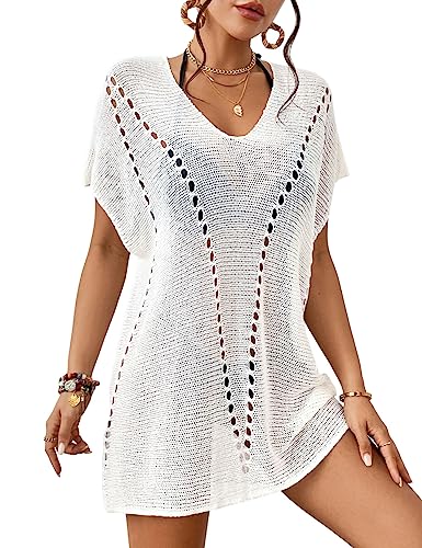 Women's Short Sleeve Crochet Swimsuit Cover Up