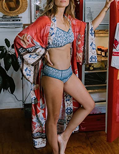 Long Sleeve Print Kimono: Women's Swimwear Cover-Up