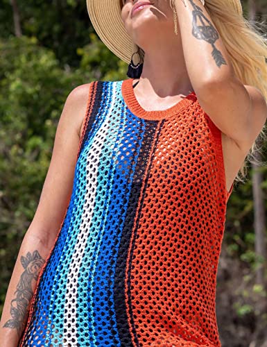 Women's Hollow Out Crochet Swimsuit Cover Up Dress, Multi Color